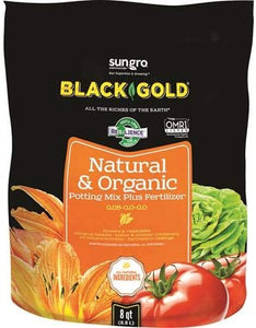 Black Gold 1302040 8-Quart All Organic Potting Soil (Pack of 3)