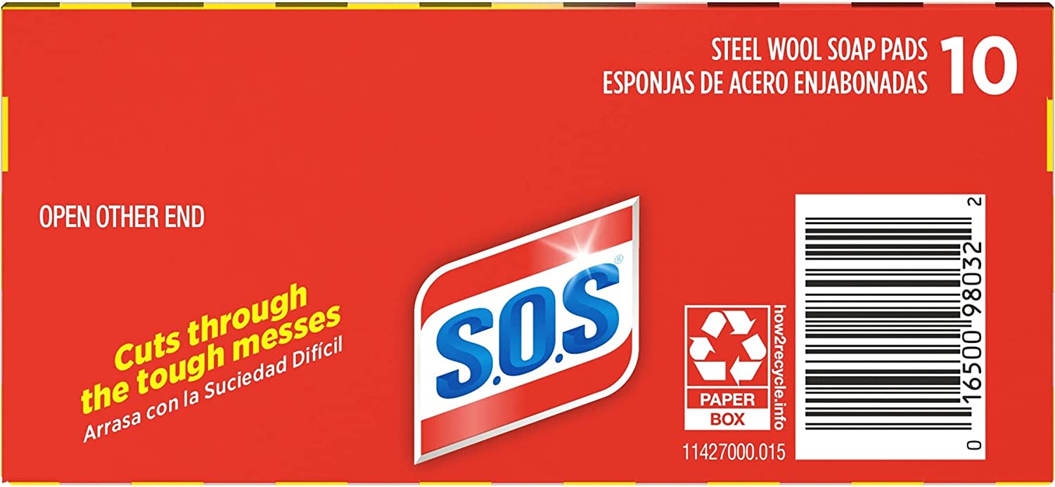 S.O.S-10002 , Steel Wool Soap Pads, 10 Ct