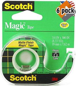 Scotch 3105 3/4" x 300" Scotch Magic Tape 6 Pack