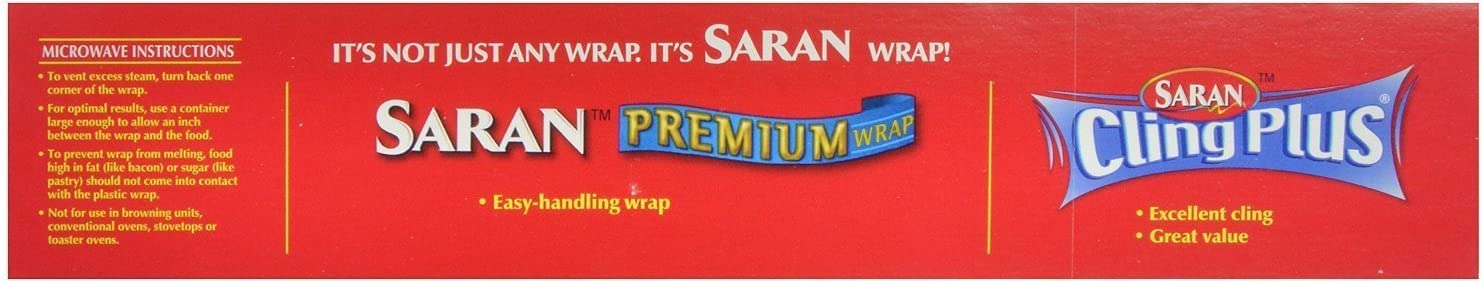 Saran Wrap Cling Plus Wrap 200 sq.', Boxed, Pack of 2