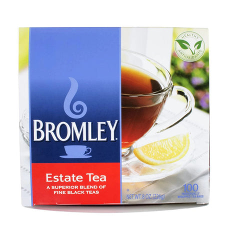 Image of Bromley Estate Tea Blend Of Fine Black Teas 100-Tea Bags 8-Oz. Box