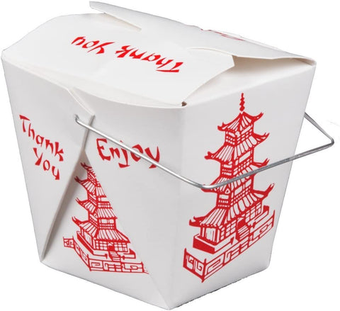 Image of Pack of 50 Chinese Take Out Boxes Pagoda 16 oz/Pint Size Party Favor and Food Pail