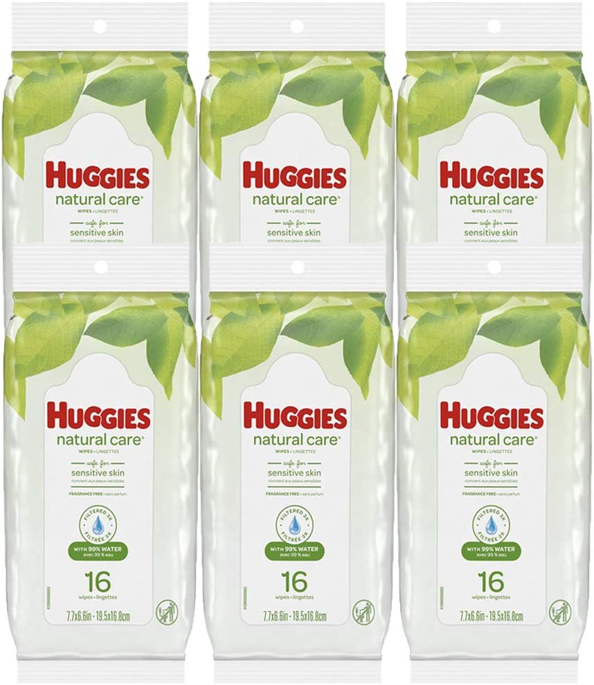 Huggies Natural Care Fragrance Free Baby Wipes 16 Count (6 Pack)