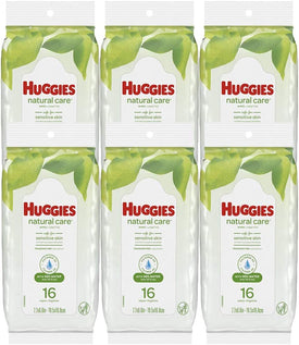 Huggies Natural Care Fragrance Free Baby Wipes 16 Count (6 Pack)