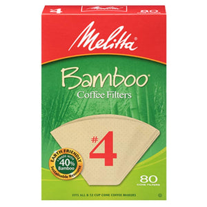 Melitta Bamboo Coffee Filters, Bamboo No 4, 80-Count Boxes (Pack of 2)