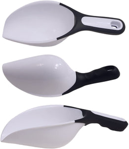 Chef Craft Set of 3 Plastic Scoops, Multipurpose, Comfort Grip Handle (White), Silver