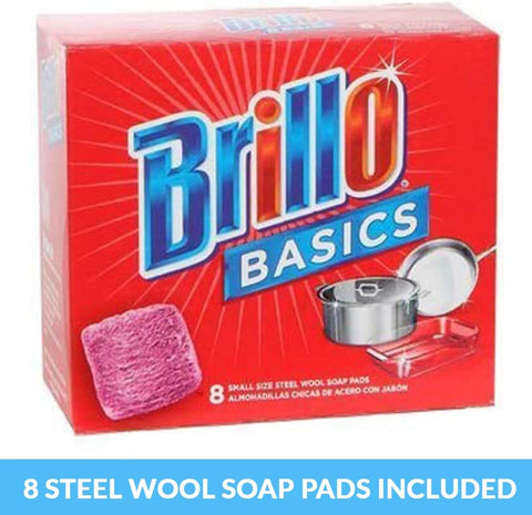 Image of Brillo Basics Steel-Wool Soap Pads, 8-ct. Boxes - Pack of 6