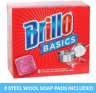 Brillo Basics Steel-Wool Soap Pads, 8-ct. Boxes - Pack of 6