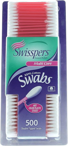 Image of Swisspers Double Tipped Cotton Swabs 500 ea (Pack of 2)