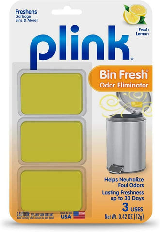 Plink Bin Fresh Odor Eliminators, Fresh Lemon Scent, for Garbage Bins & More, Lasting Freshness up to 30 Days