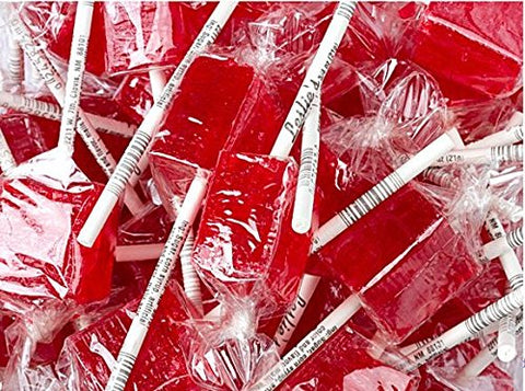 Image of Cinnamon Cube Lollipops Suckers 12 Count Red Square Shaped Candy Lollipops