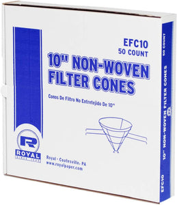 Royal Premium 10" Econoline Non Woven Filter Cones, Package of 50