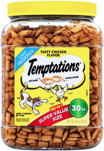 Temptations Classic Treats for Cats 30-ounce Tubs - Tasty Chicken Flavor (4 Pack)