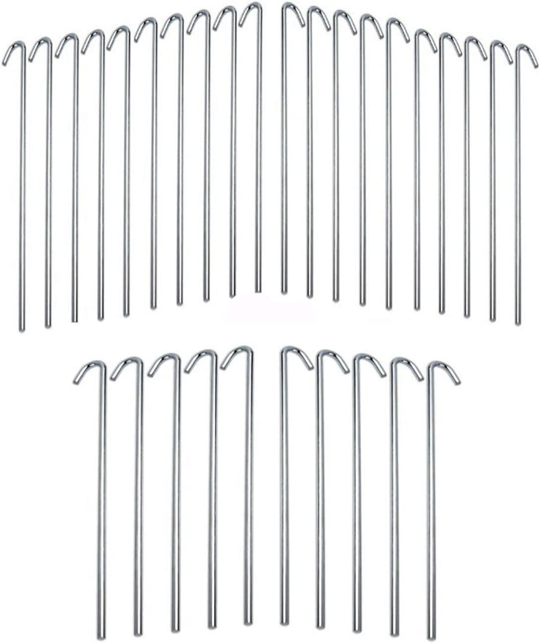 IIT 71021 9 inch 30-Piece Galvanized Steel Tent Pegs-Garden Stakes, Silver