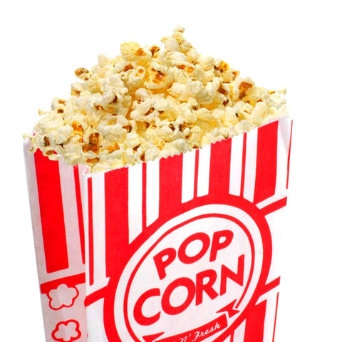 Image of Carnival Style Paper Popcorn Bags, 1oz bags, Red & White Striped, Movie Theater Popcorn Bags
