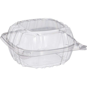 Small Clear Plastic Hinged Food Container 6x6 for Sandwich Salad Party Favor Cake Piece (Pack of 75)