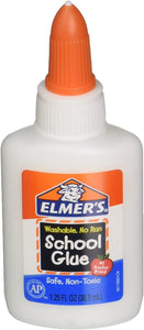 Elmer's E301 School Glue, Washable No-Run, 1.25 Ounces