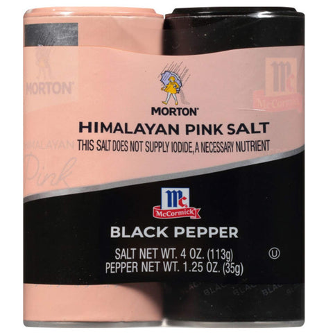 Image of Morton All-Natural Himalayan Pink Salt & McCormick Pepper Shakers, 5.25 Ounce