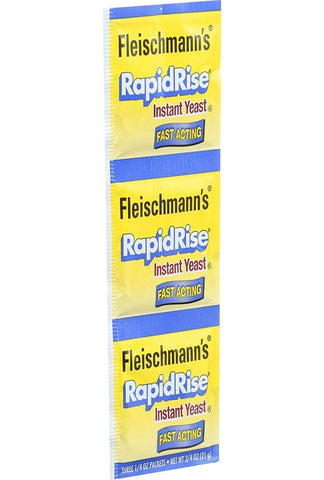 Image of Fleischmanns Yeast, Yeast Rapid Rise Active, 0.25 Ounce, 3 Pack