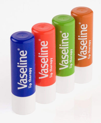 Image of Vaseline Lip Therapy Stick with Petroleum Jelly (Original, Aloe Vera, Rosy Lips, Cocoa Butter)- 4pk