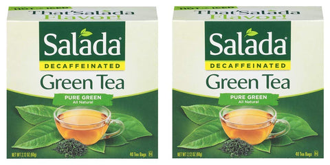 Image of Salada Decaffeinated Pure Green Tea Bags - Naturally Decaffeinated - 40 Bags per Box (Pack of 2) - 80 Tea Bags Total