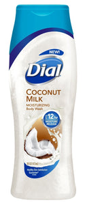 Dial Moisturizing Body Wash - Coconut Milk - 12 HR Moisture Release - Net Wt. 16 FL OZ (473 mL) Per Bottle - Pack of 4 Bottles