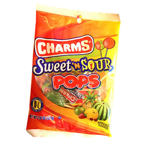 Charms Sweet 'N Sour Pops Lollipops, 3.85 oz Bag