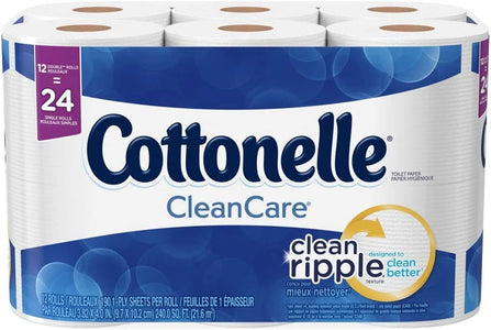 Cottonelle Ultra CleanCare Toilet Paper, Strong Bath Tissue, 12 Double Rolls