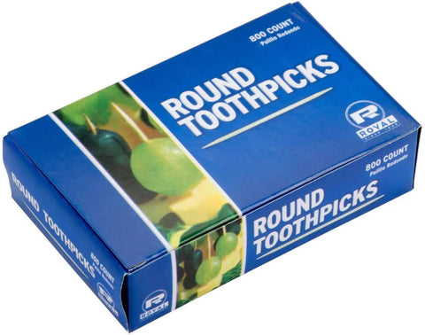 Image of 2 Pack - Royal Paper R820 Round Wooden Toothpicks - 800 / Box - 1600 Total