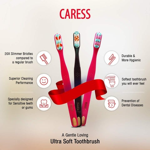 Image of Brush Buddies Caress Toothbrushes with Patented Ultra Soft and Sensitive Bristles 6pk