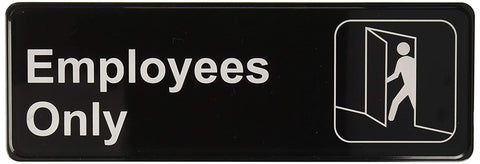 Image of Thunder Group PLIS9304BK "Employee Only" Information Sign with Symbols, 9 by 3-Inch