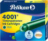 Pelikan 4001 TP/6 Ink Cartridges for Fountain Pens, Dark Green, 0.8ml, 6 Pack (300087)