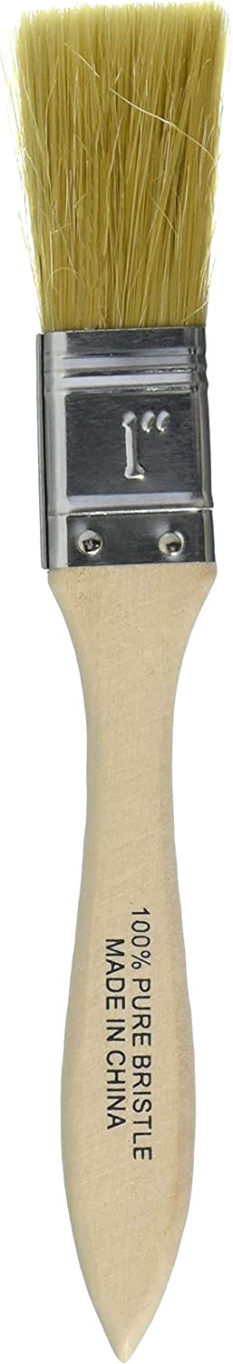 Chef Craft Set of 2 Natural Pastry Brushes, Wood Handle, 7.5" 1.6" Long Pure Bristles, Silver