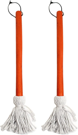 Chef Craft Set of 2 BBQ Basting Mops with Wood Handle and Cotton Head, Barbeque Sauce Basting Mops