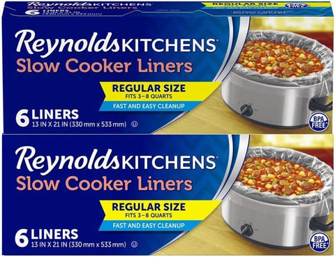 Image of Reynolds Kitchens Slow Cooker Liners, Regular (Fits 3-8 Quarts), 12 Total, 6 Count (Pack of 2)