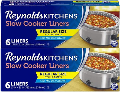 Reynolds Kitchens Slow Cooker Liners, Regular (Fits 3-8 Quarts), 12 Total, 6 Count (Pack of 2)