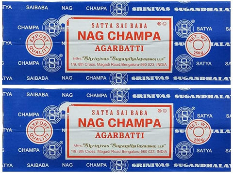 Image of Satya Sai Baba Nag Champa Agarbatti Pack of 2 Incense Sticks Boxes 250gms Each Hand Rolled Agarbatti Fine Quality Incense Sticks for Purification, Relaxation, Positivity, Yoga, Meditation