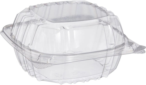 Pack of 100 Small Clear Plastic Hinged Food Container 6x6 for Sandwich Salad Party Favor Cake Piece