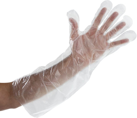 Image of Royal Elbow Disposable Poly Gloves, 21.5 Inch, Box of 100