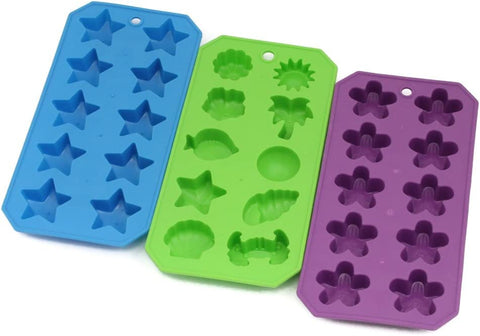 Image of Chef Craft Ice Cube Tray, Assorted Shapes (Pack of 3)