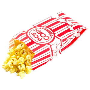 Carnival Style Paper Popcorn Bags, 1oz bags, Red & White Striped, Movie Theater Popcorn Bags (100 Pieces)