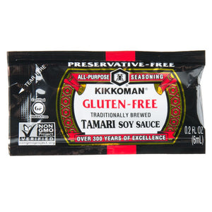 Kikkoman Gluten-Free Tamari Soy Sauce Single Portion Packs (50 Pack-6 mililiter)