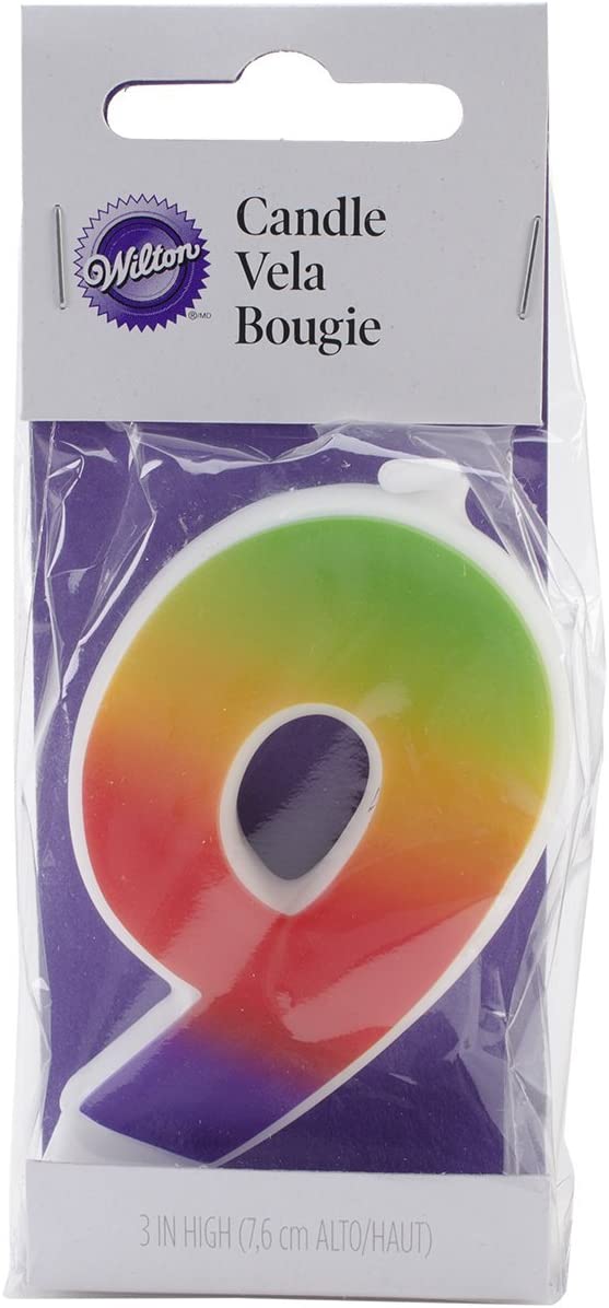 Wilton W Rainbow Candle, Numeral 9