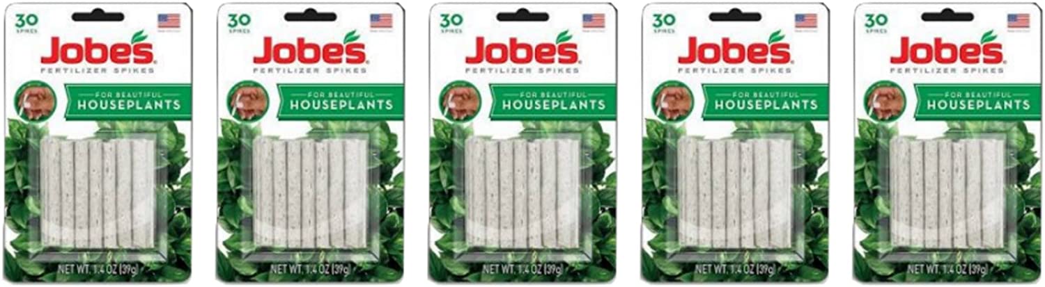 Lot of 5 Packages of Jobe's Fertilizer Spikes for House Plants (30 Spikes/Package)