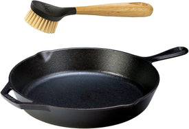 Lodge Seasoned Cast Iron Skillet with Scrub Brush