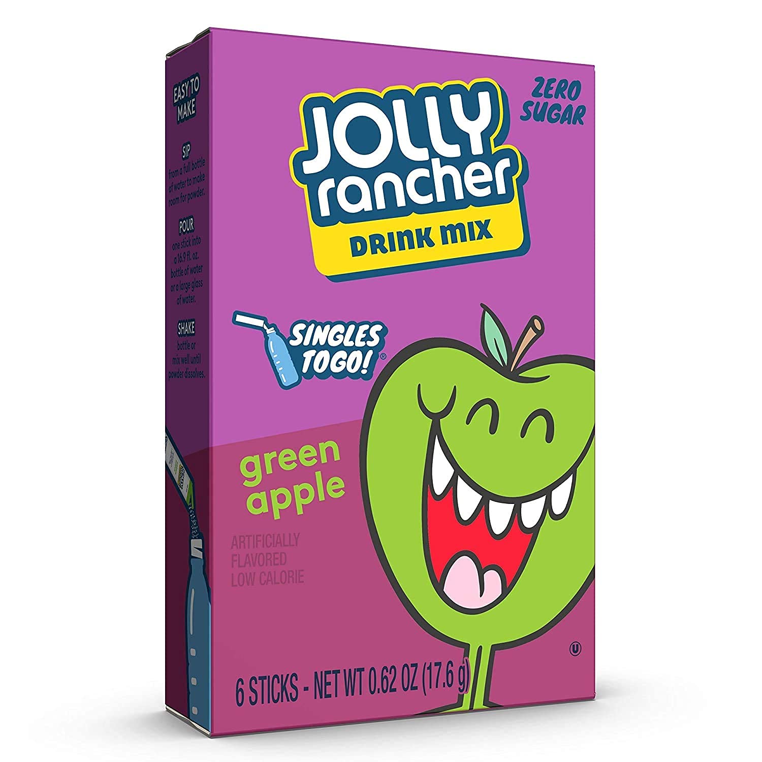 Jolly Rancher Singles-To-Go Sugar Free Green Apple Drink Mix, 6-ct (Pack of 6)