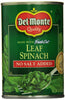 Del Monte No Salt Added Leaf Spinach (Pack of 6) 13.5 oz Cans