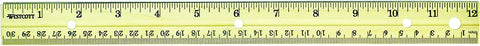 Westcott Hole Punched Wood Ruler English and Metric With Metal Edge, 12 Inches