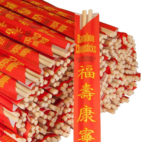 Image of RG Paper Premium Disposable Bamboo Chopsticks Sleeved and Seperated (100)