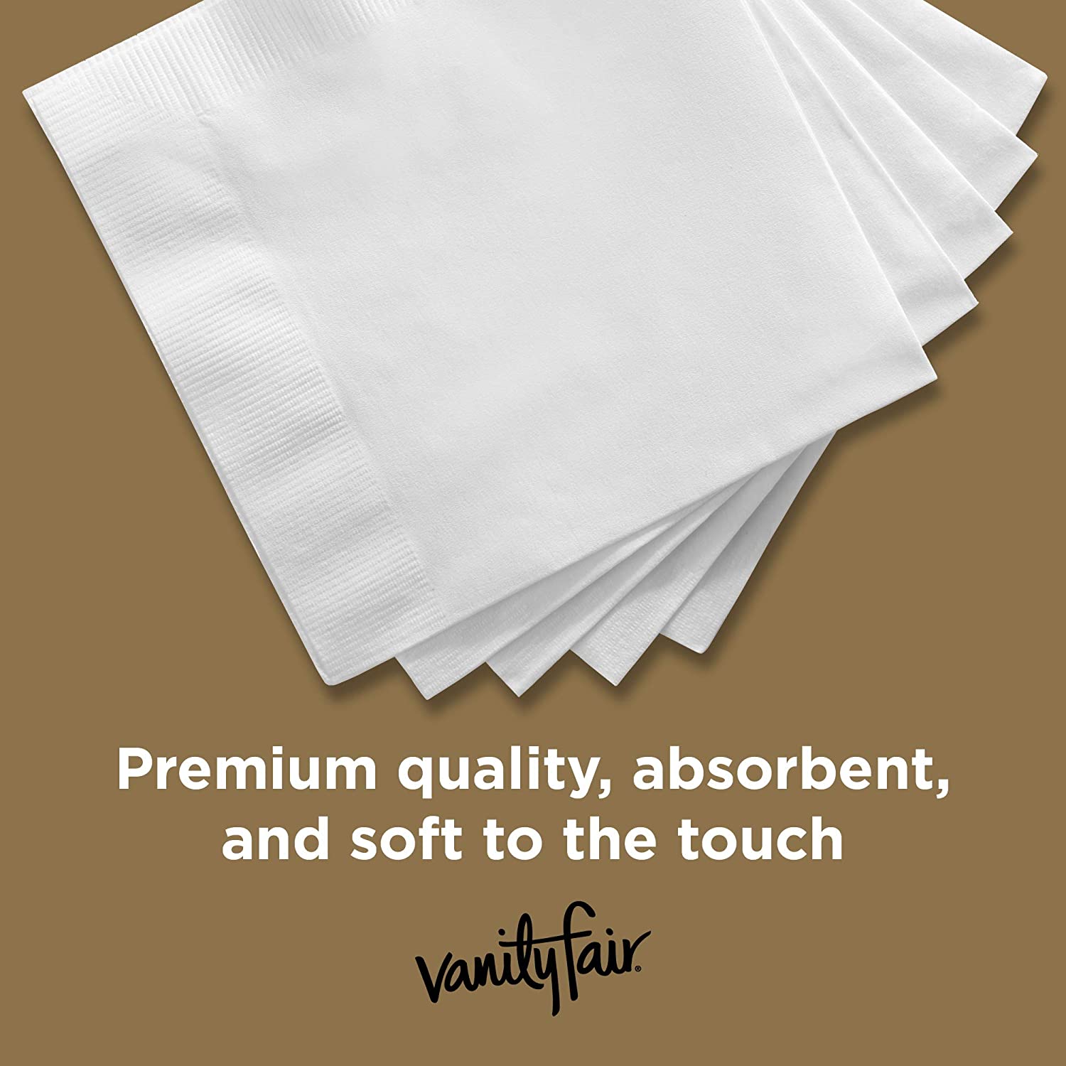 Vanity Fair Entertain Paper Napkins, Beverage Cocktail Size, Classic White, 40 Count (Pack of 12)